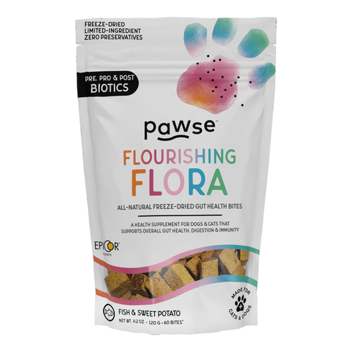 Pawse Flourishing Flora All Natural Freese-Dried Gut Health Bites for Dogs & Cats