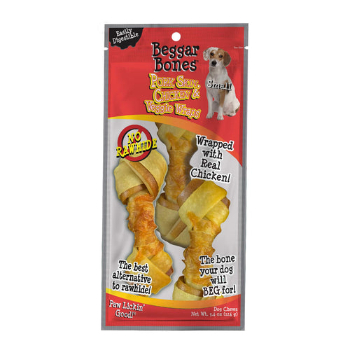 Savory Prime Beggar Bone Pork Skin, Chicken & Veggie Wraps Small 3 pk