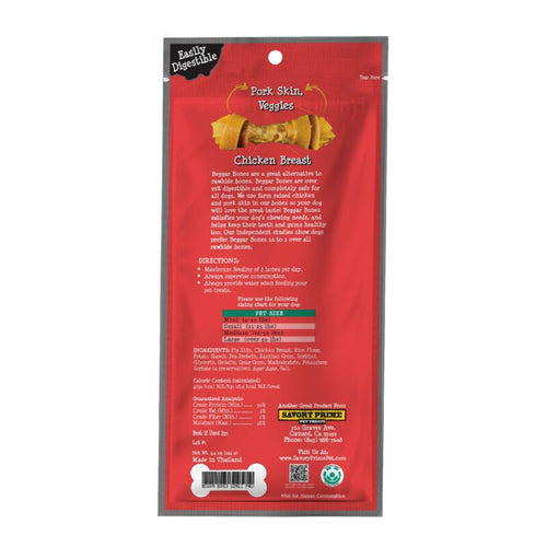 Savory Prime Beggar Bone Pork Skin, Chicken & Veggie Wraps Small 3 pk